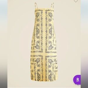 J Crew Squareneck midi dress in paisley textured satin